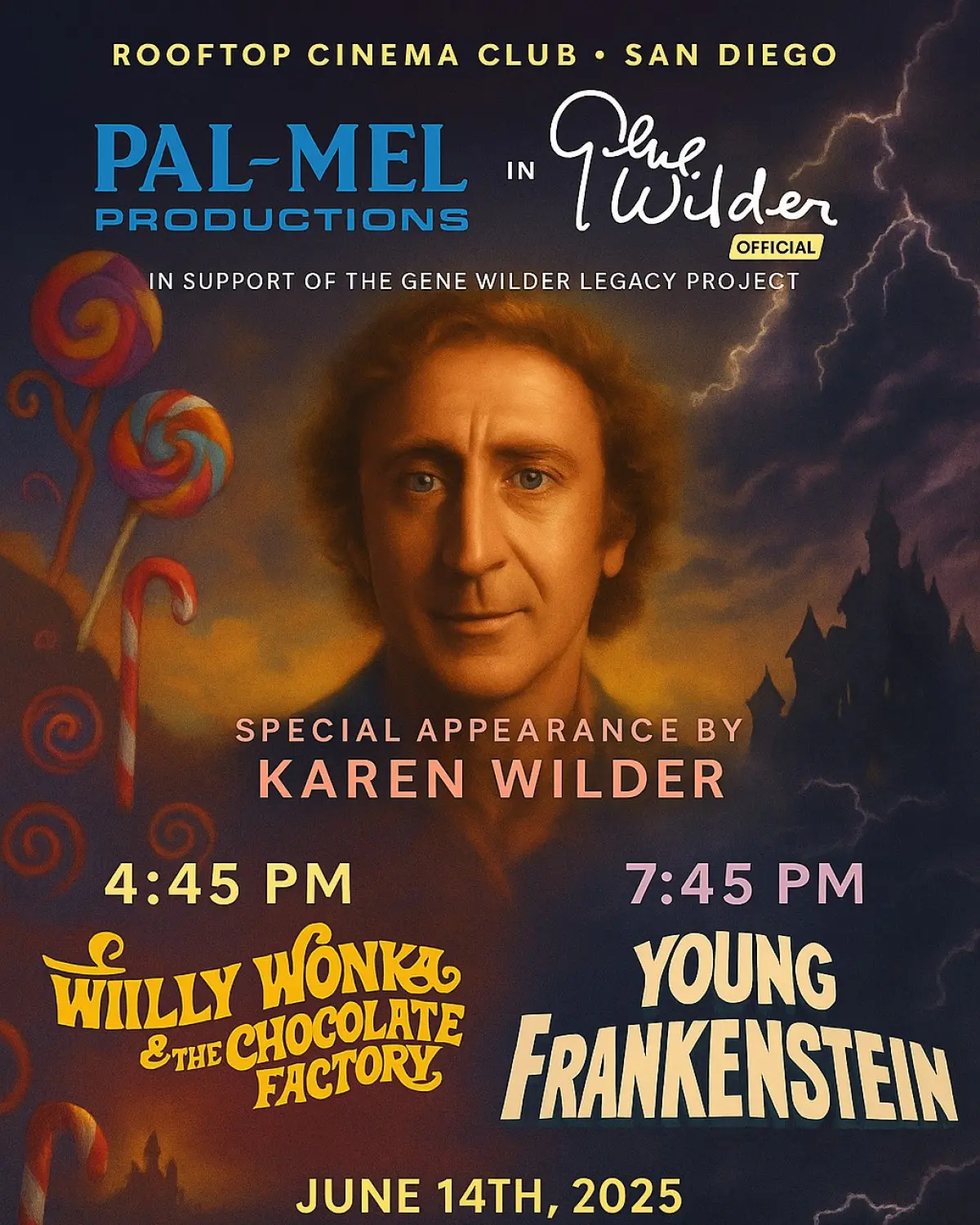 Gene Wilder Tribute At San Diego Rooftop Experience a magical evening of classic films, iconic performances, and timeless charm!!!