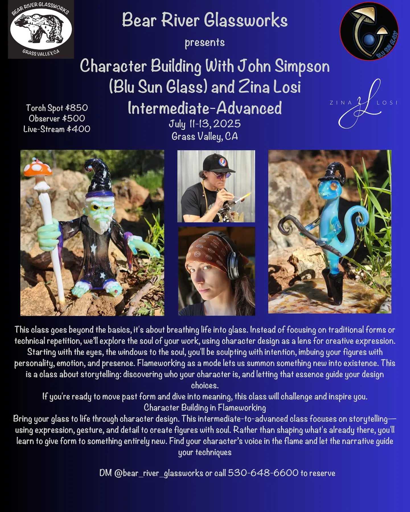 Glass Artists Launch Interactive Character Workshop Join Blu Sun & Zina Losi for a live-stream session teaching sculpture storytelling skills!