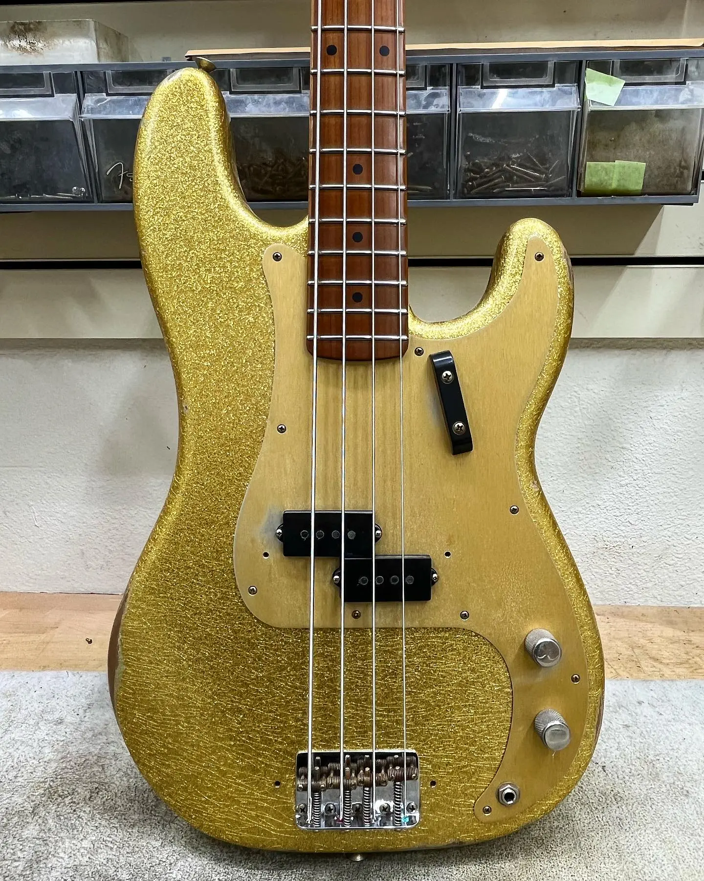 Gold Sparkle P-Bass Unveiled At Empire Music Empire Music Pittsburgh debuts a stunning gold sparkle 58 P-Bass crafted with expert care.!