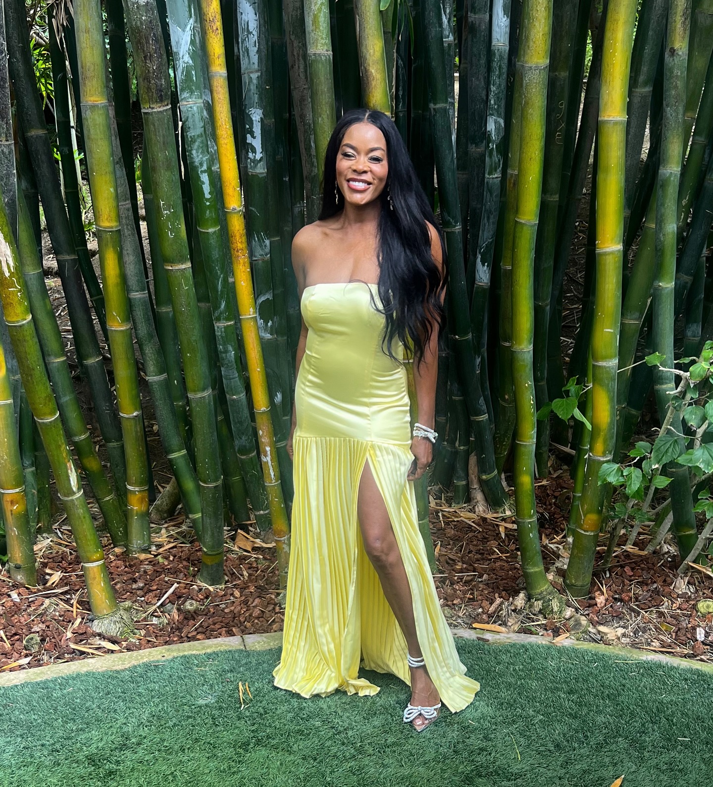 Golden Brooks Shines In Yellow At Wedding Celebration
