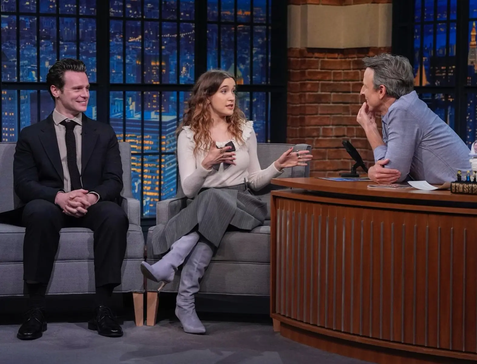 Gracie Lawrence Steps Out In Blue Boots With Jonathan Groff Celebrity Gracie Lawrence rocks her blue boots while newcomer Jonathan Groff shines now!!!