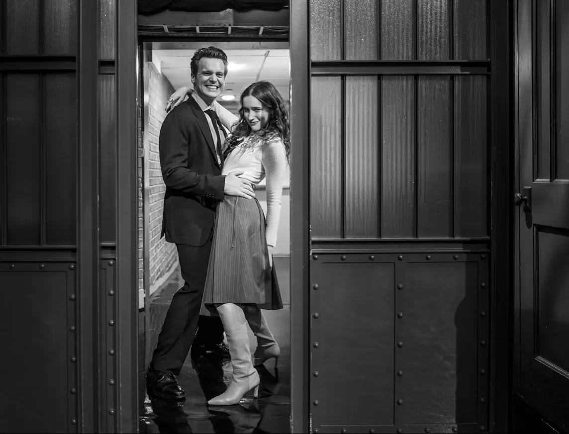 Gracie Lawrence Steps Out In Blue Boots With Jonathan Groff
