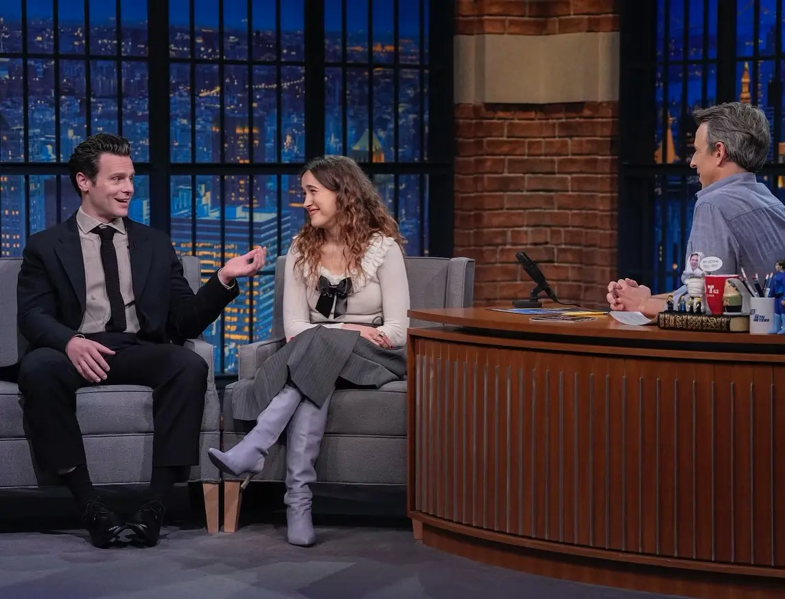Gracie Lawrence Steps Out In Blue Boots With Jonathan Groff