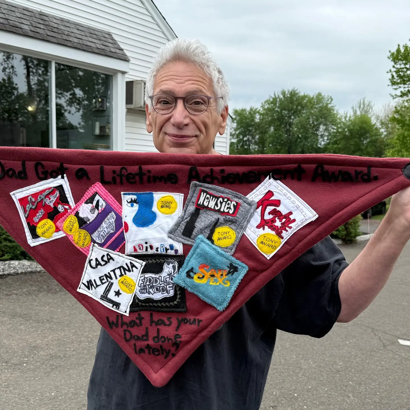 Harvey Fierstein’s Handcrafted Bandana Honors Tony Award Nancy Curtis crafts a stunning bandana, celebrating Fierstein's lifetime Tony honor bold!!