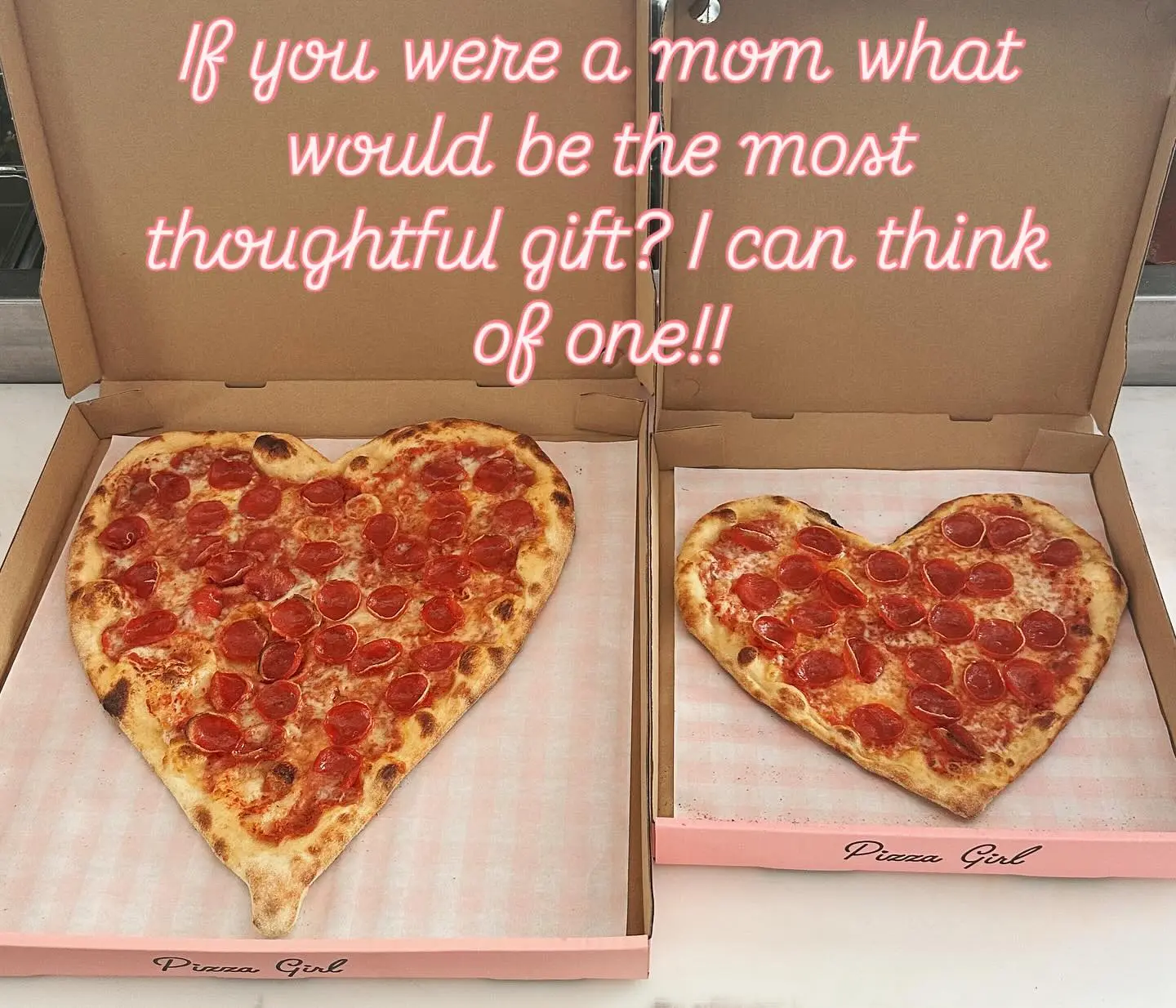 Surprise Mom with a heart-shaped pizza order featuring a personalized note delivered fresh.