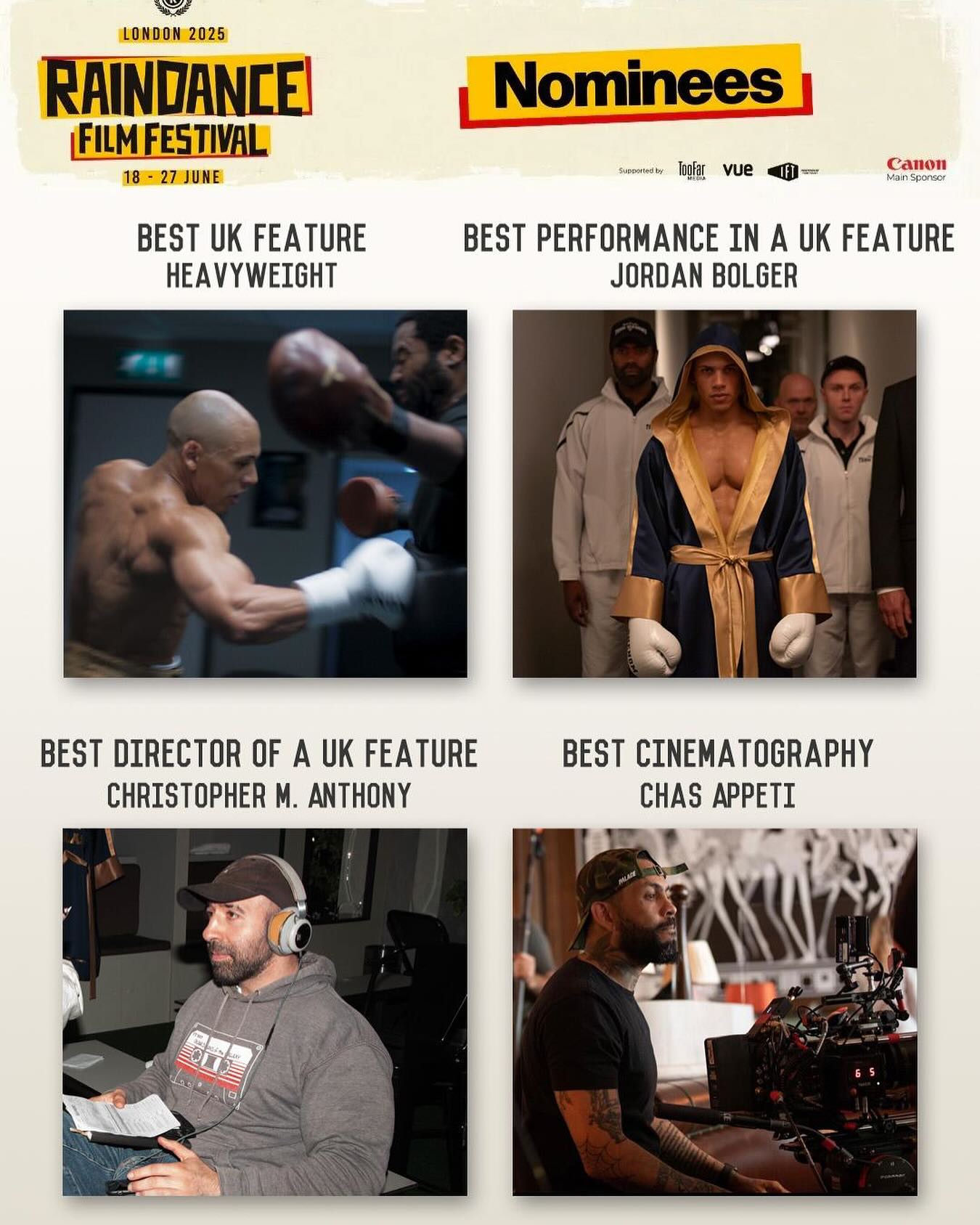 Heavyweight Scores Four Raindance Nods ’Heavyweight’ nets four Raindance nods: UK Feature, Performance, Director & Cinematography