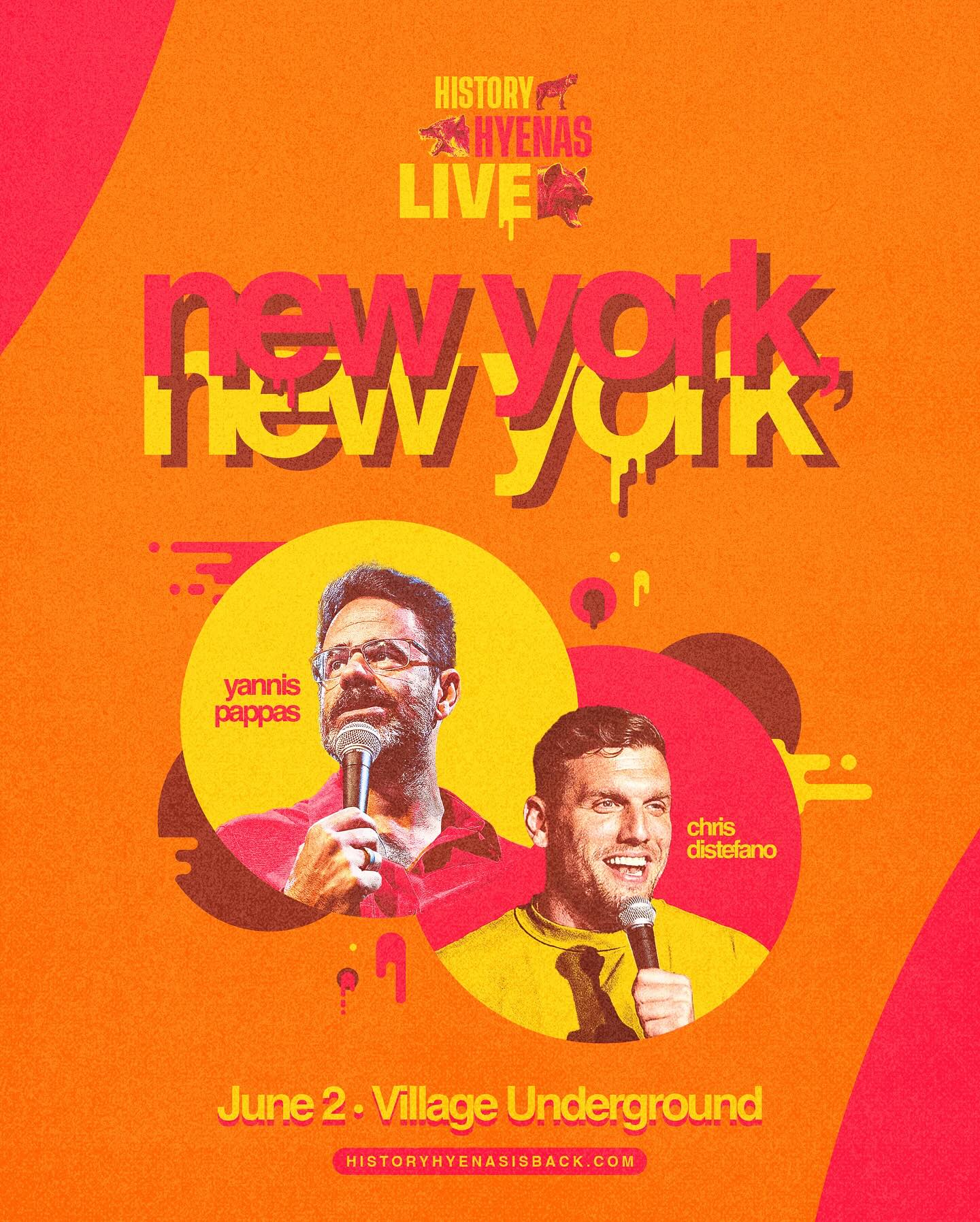 History Hyenas Live In NYC June 2 Experience a cutting-edge historical comedy show with interactive fan Q&A sessions tonight