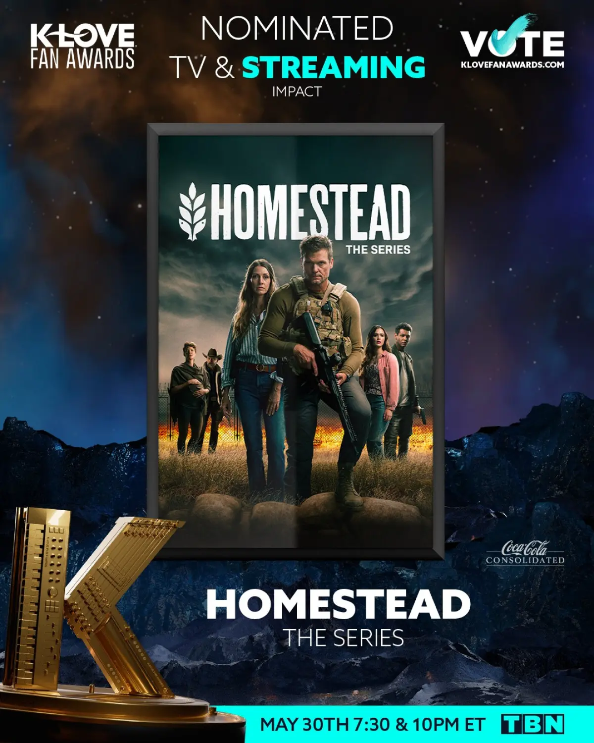 Homestead Nominated For TV & Streaming Award Vote for K-LOVE’s winners as you celebrate Homestead’s TV & Streaming Impact nomination!!!
