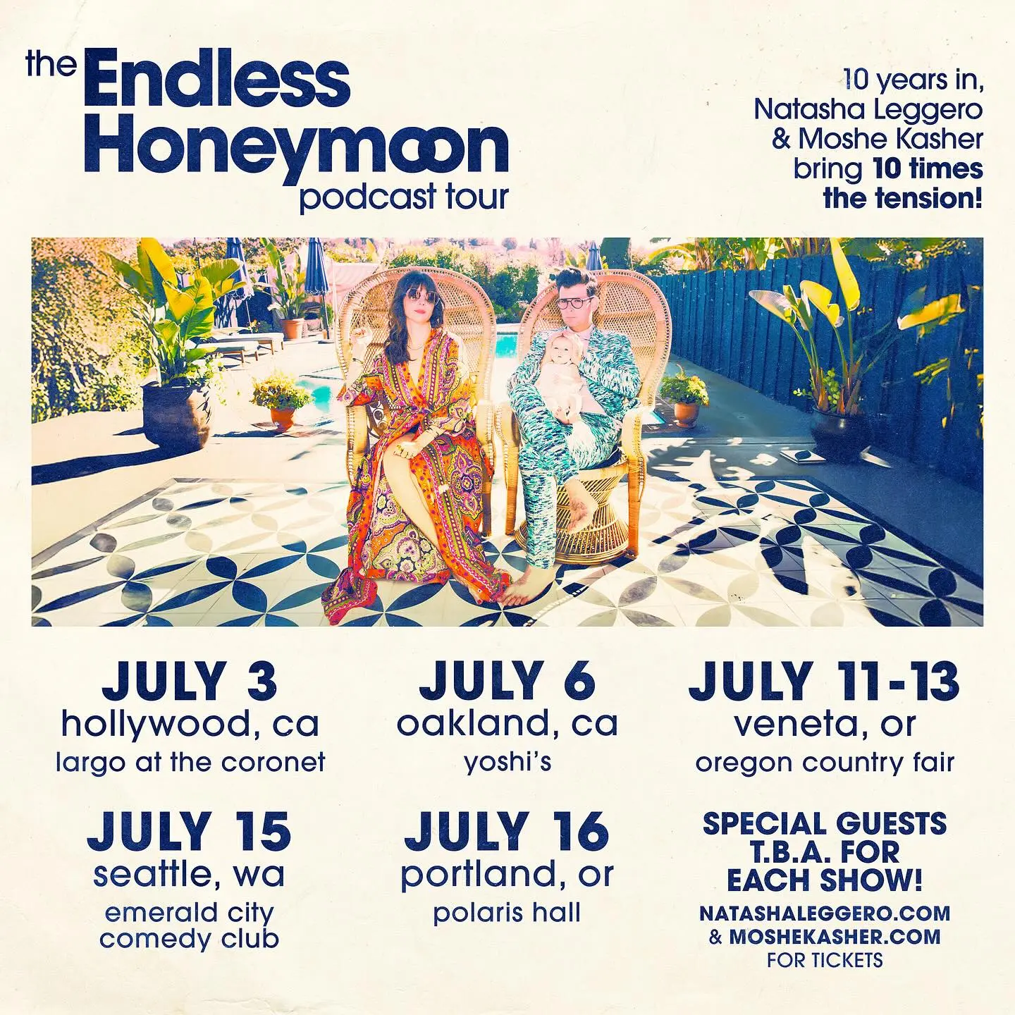 Honeymoon Road Trip With Natasha Leggero Leggero hits the summer road live, with fun guests and non-stop laughter on every mile!!!