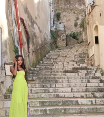 Iyana Halley Stuns In Almafi Coast Maxi Dress