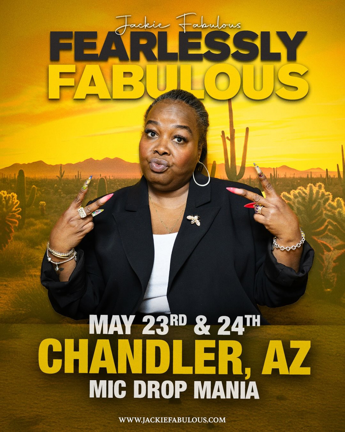 Jackie Fabulous Tour Dates Announced In AZ And FL Jackie Fabulous lights up comedy clubs in AZ and FL with a tour that promises pure energy.