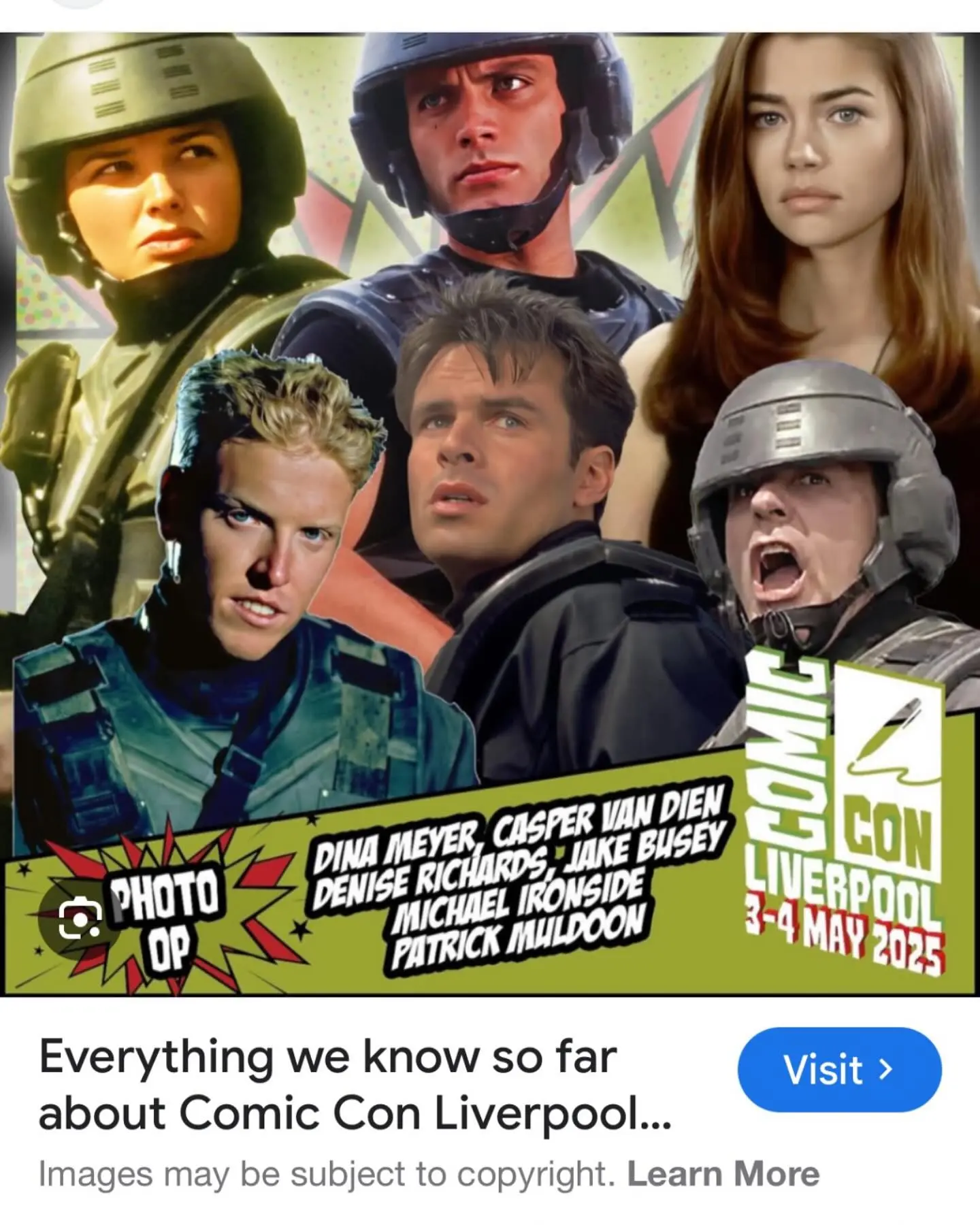 Celebrity actor enjoys an action-packed weekend in Liverpool with his starship troopers gang.