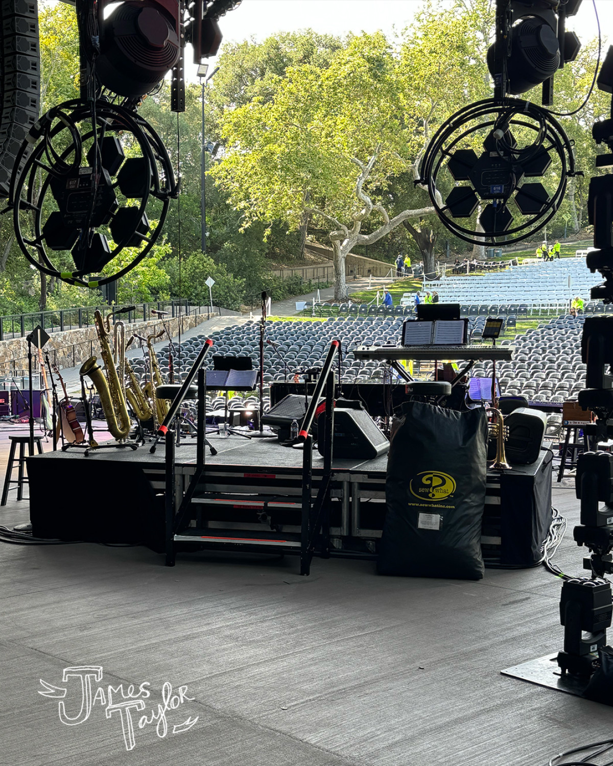 James Taylor Preps For 2025 Tour At Frost Ampitheater Stage buzz and crew excellence ready the Frost Ampitheater for a vibrant tour start now!!
