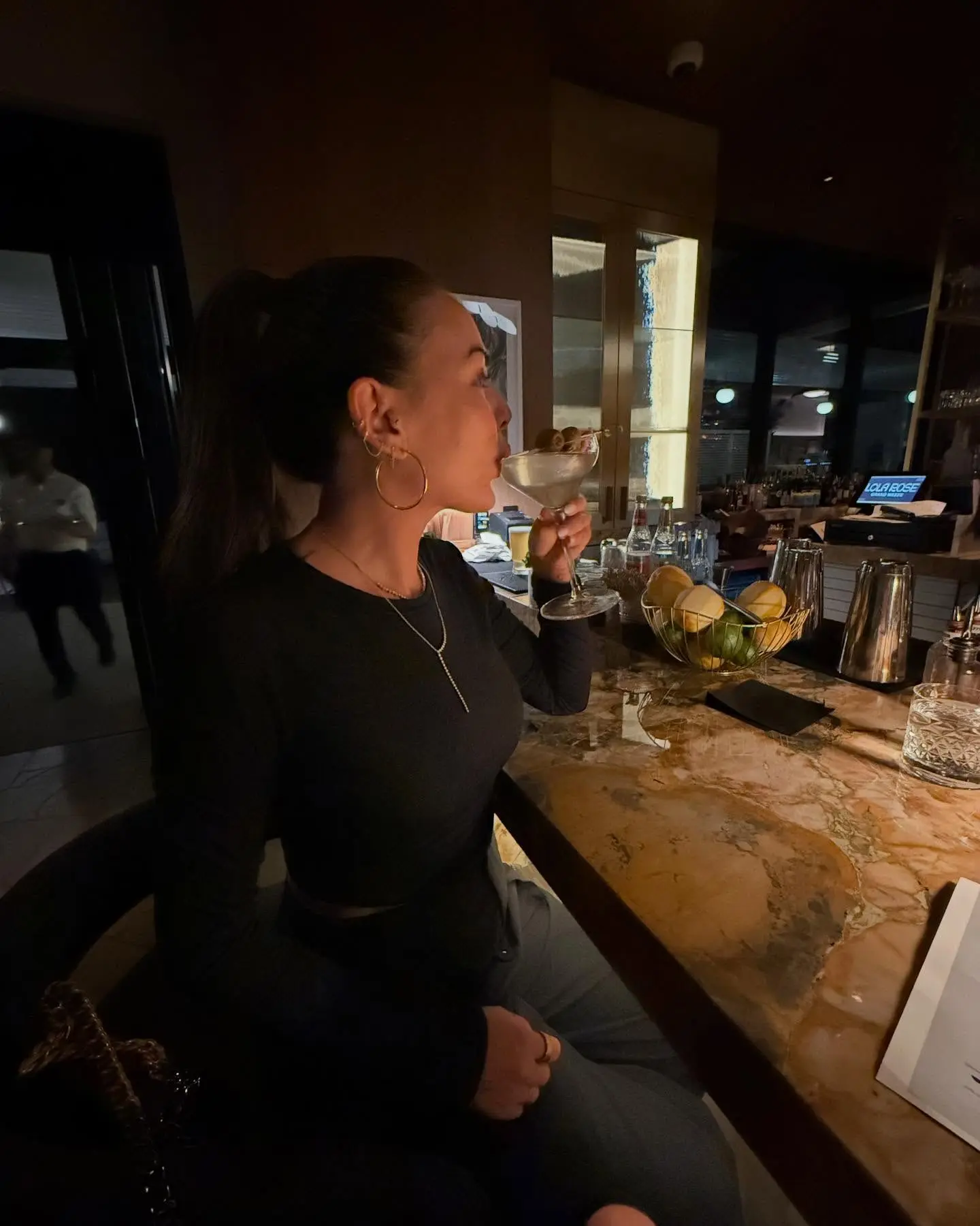 Janel Parrish Adopts Martini Girlie Vibe