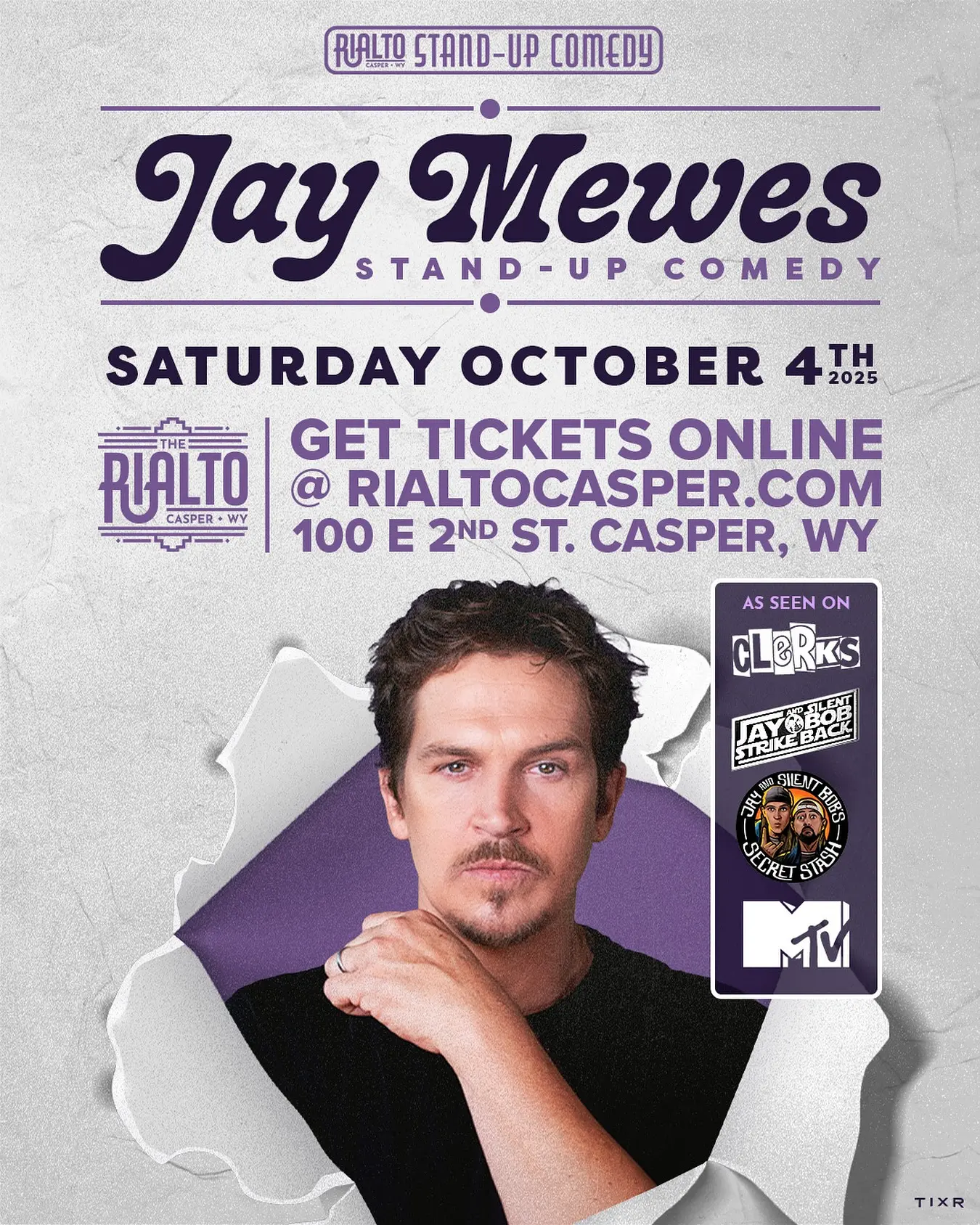 Jason Mewes Brings Standup Comedy To The Rialto Standup comic Jason Mewes, famed from CLERKS!, headlines Rialto show in Casper October Now.
