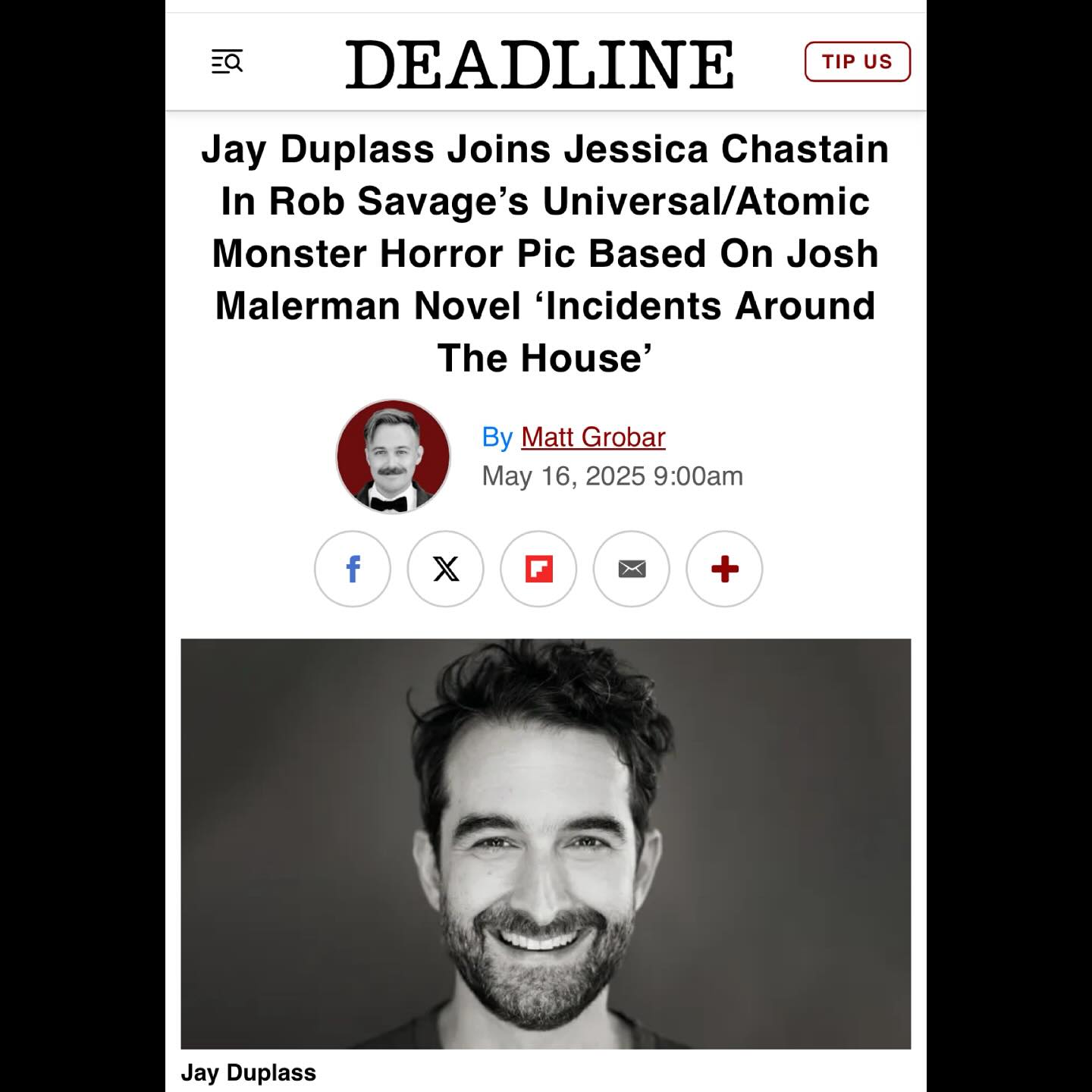 Jay Duplass Joins Jessica Chastain In Incidents Around The House Film update: acclaimed stars unite in a fresh homebound saga of intrigue, charm, and wit!!