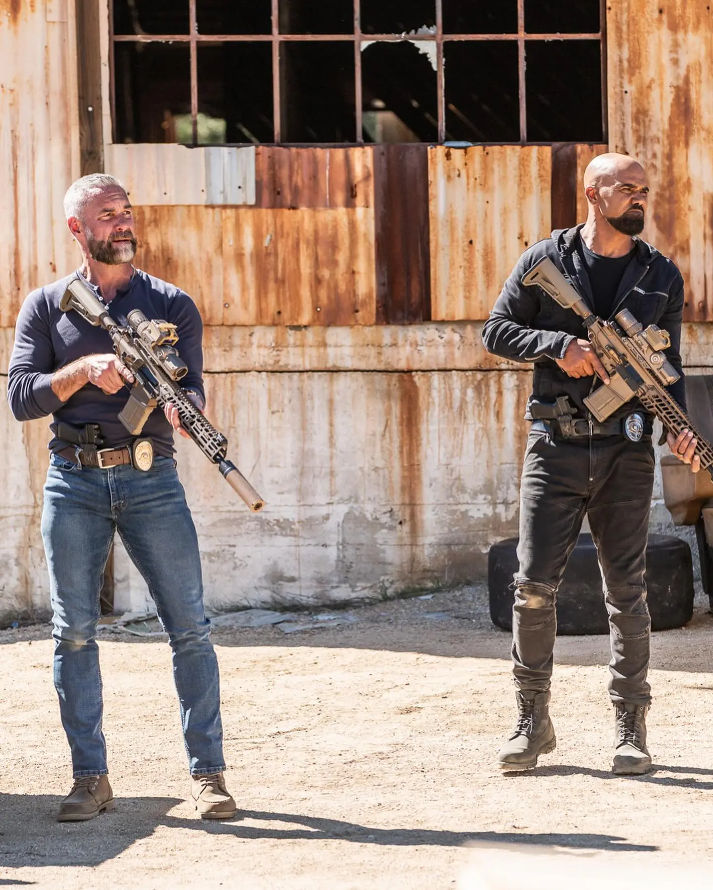 Jay Harrington Tests New Hardware For SWAT