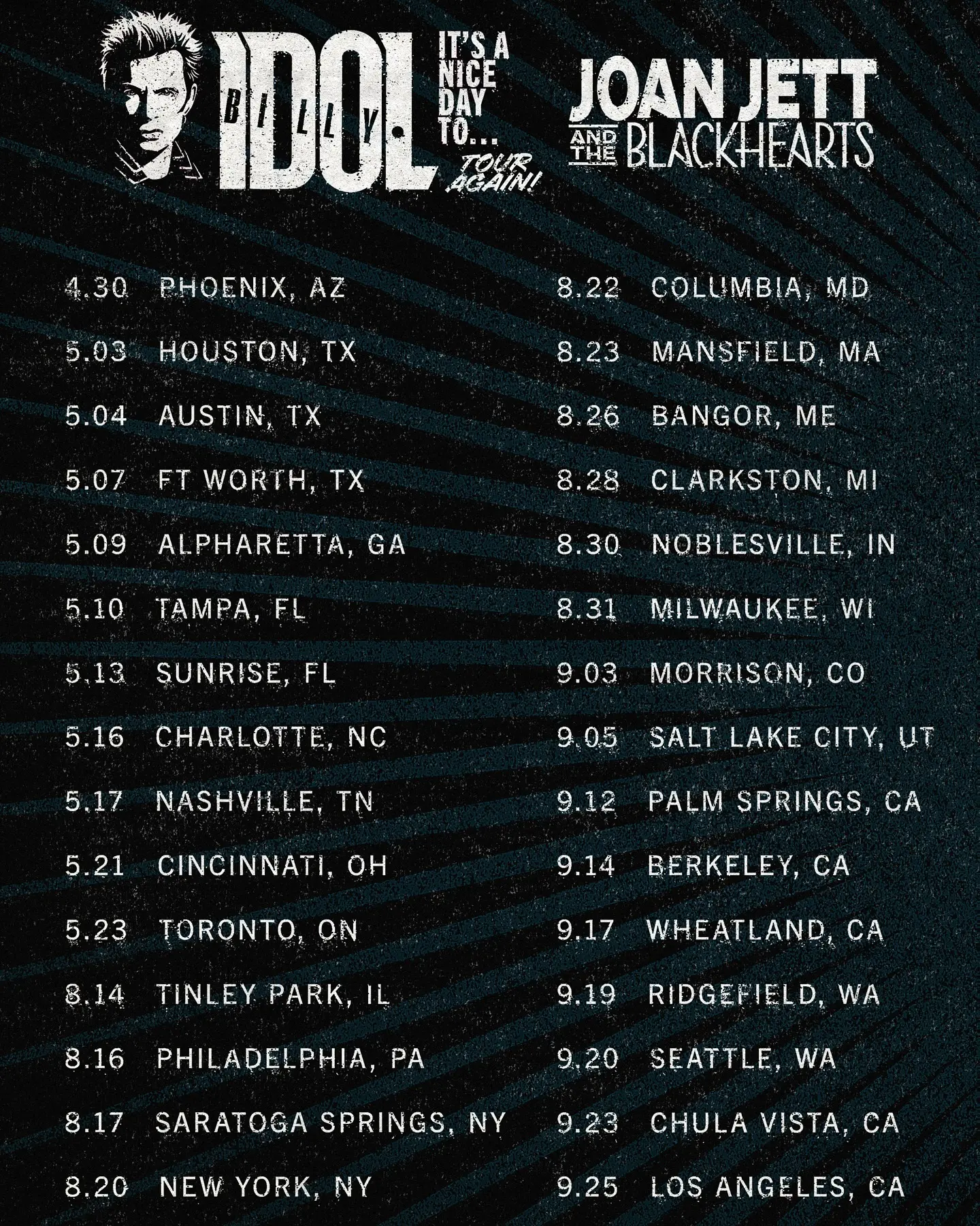 Joan Jett & Billy Idol Tour Kick Off Tonight