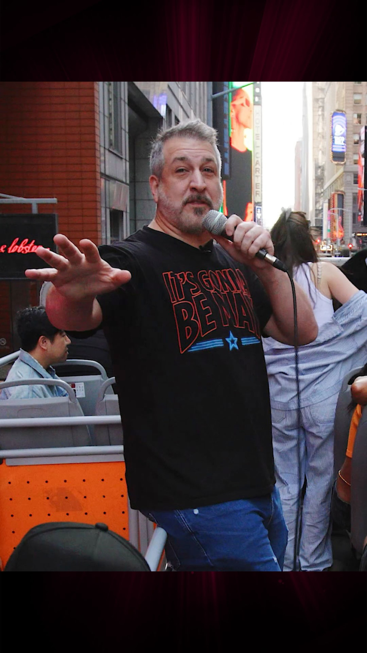 Former NSYNC icon Joey Fatone brings fresh energy in Times Square with his must-see tour.