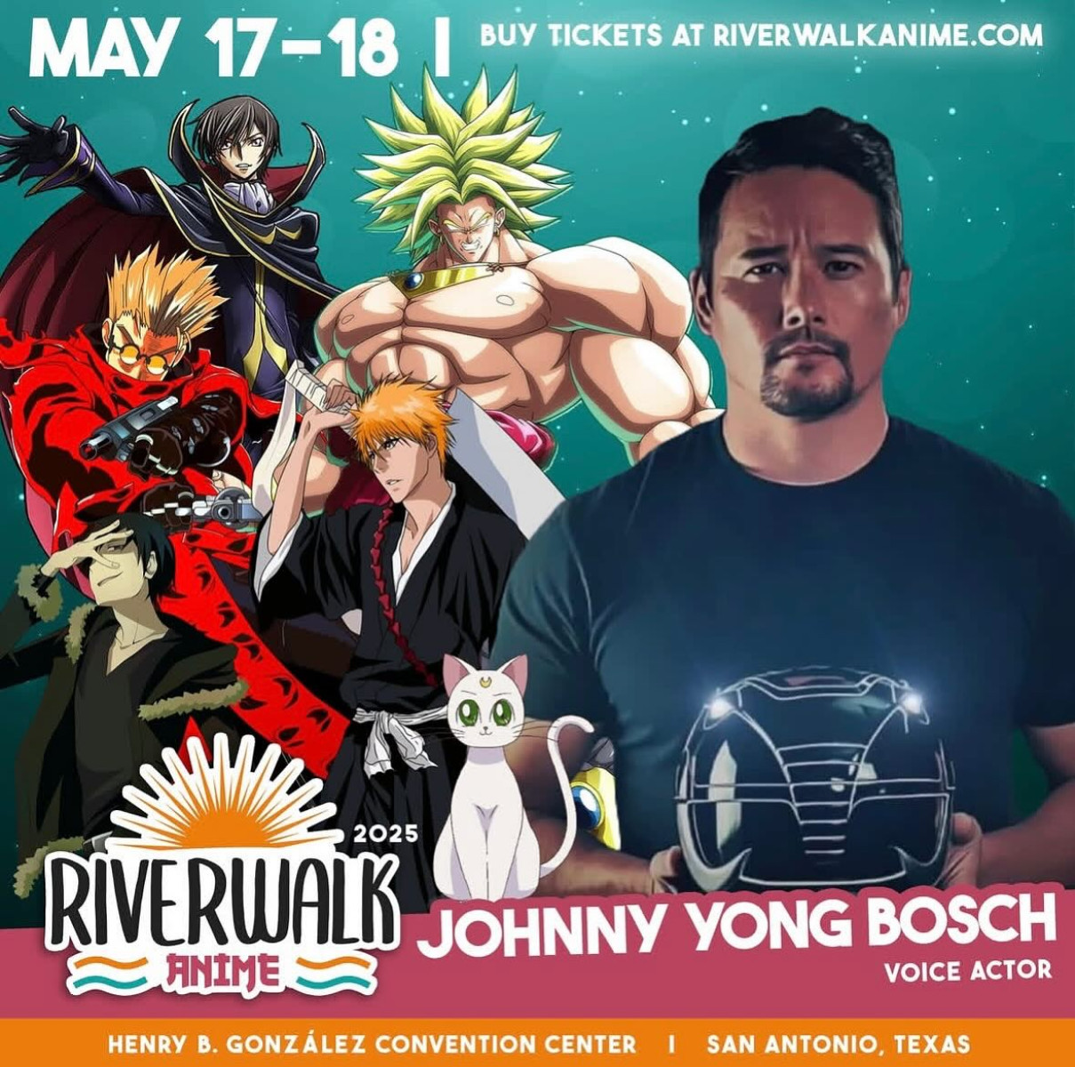 Johnny Yong Bosch Heads To Riverwalk Anime Event Voice icon Johnny Yong Bosch teases Riverwalk Anime appearance, sparking buzz among fans.!