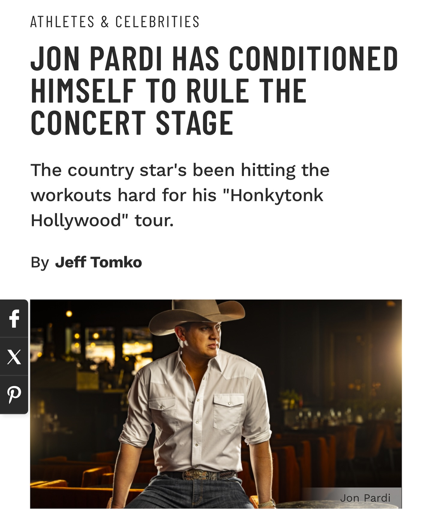 Jon Pardi Preps To Dominate Concert Stage Hard workouts propel country star Jon Pardi as he readies for a commanding stage tour now!
