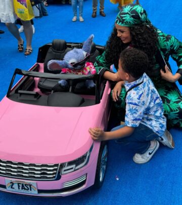 Enjoy a fun night out as the star and her little one revel in a magical film event! indeed