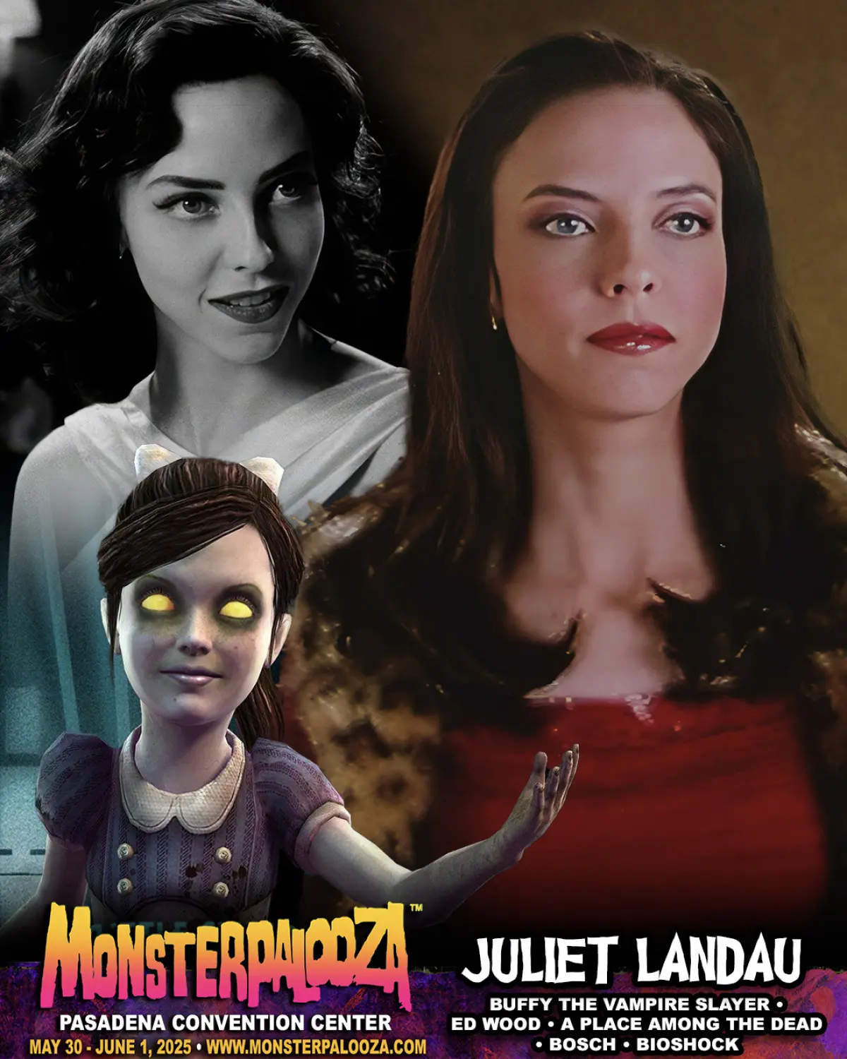 Juliet Landau Heads to Monsterpalooza 2025 for Live Panel Buffy icon showcases her podcast at Pasadena horror fest Memorial Day weekend wild thrills