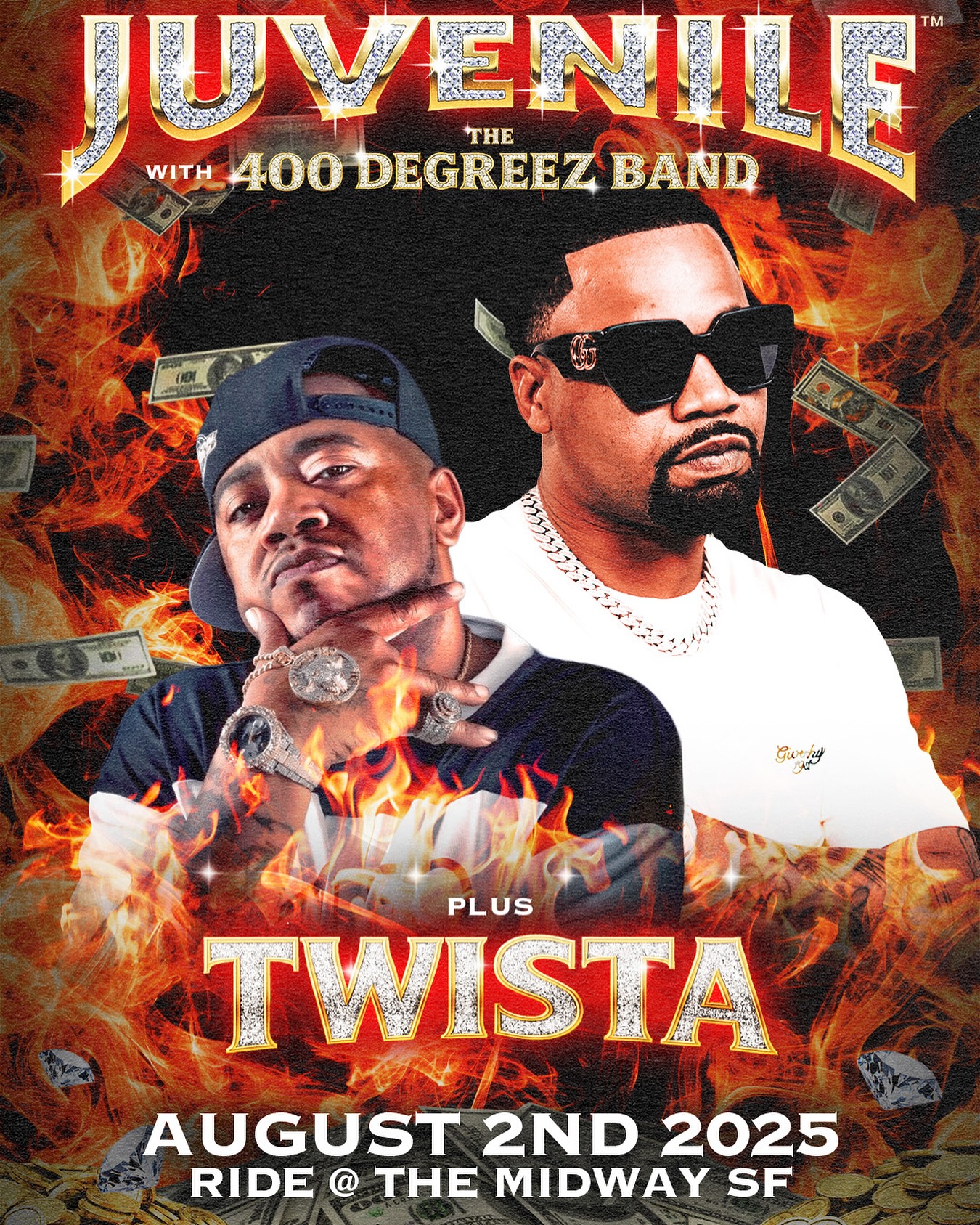 Juvenile Returns To San Francisco Juvenile joins forces with 400 Degreez and Twista for a live show at The Midway in SF now