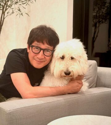 Ke Huy Quan’s Houston Cuddle Time with Dog Bagel