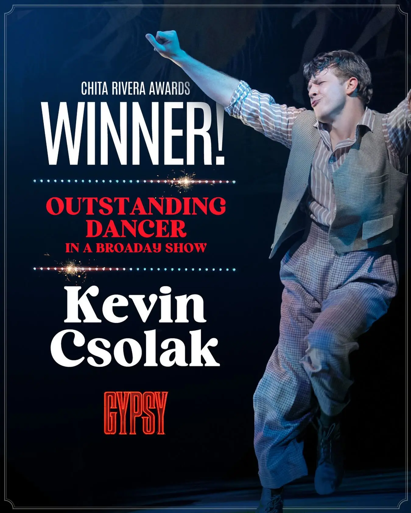 Kevin Csolak Wins Broadway Outstanding Dancer Award Broadway star celebrates as he clinches top dancing honor at famed Chita Rivera Awards now