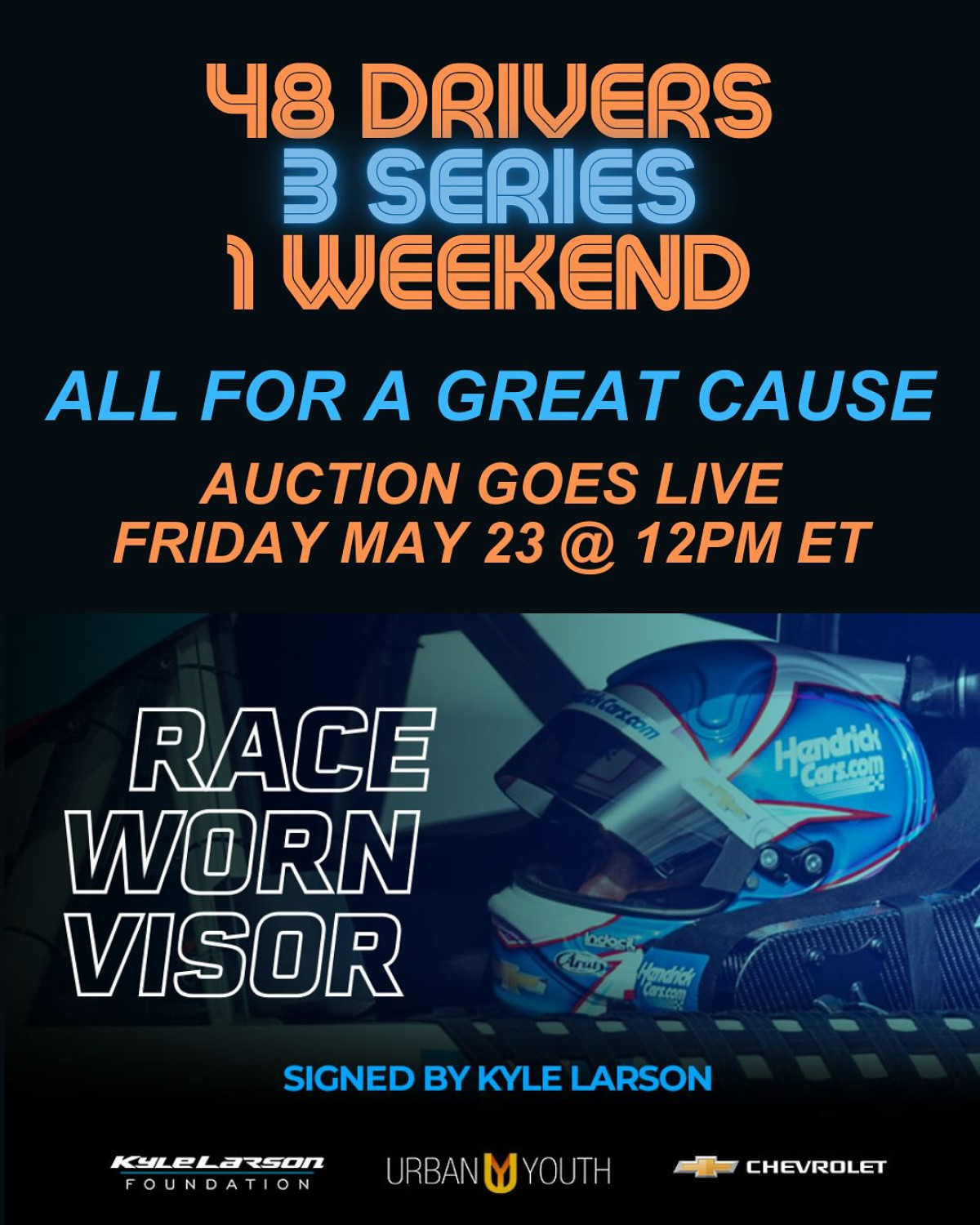 Kyle Larson Launches Second Annual Visor Auction for Youth Program The event on May 23 at Noon ET supports young competitors bidding on collectible headgear.