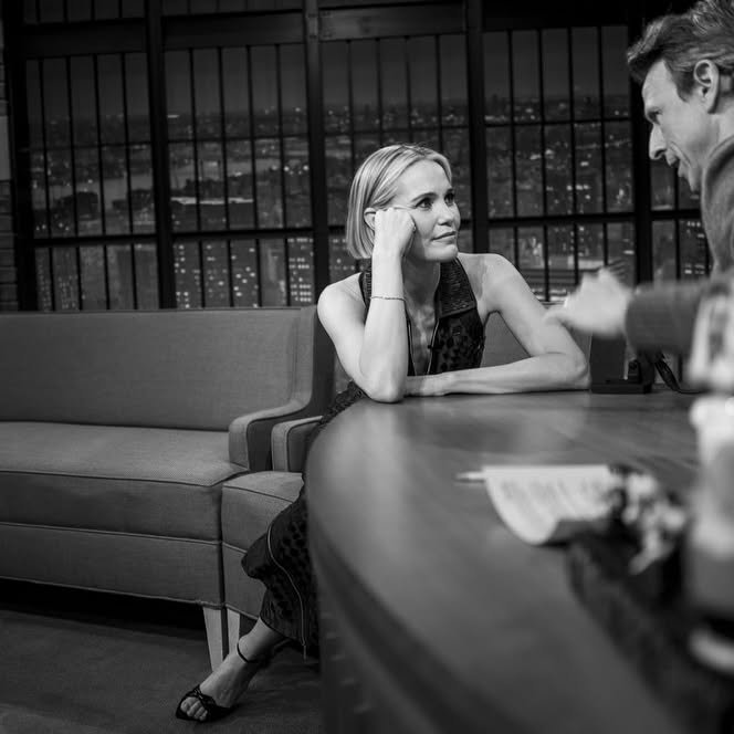 Leslie Bibb Enjoys Rainy NYC Chat With Seth Meyers
