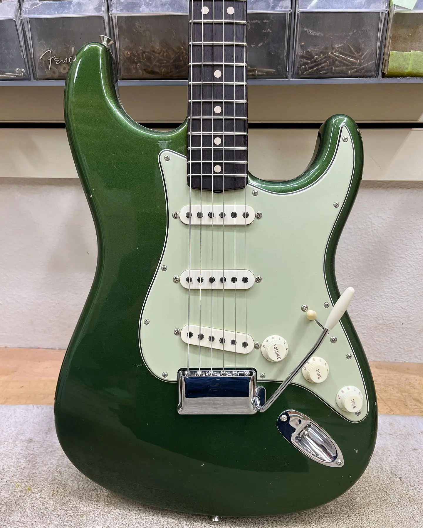 Levi Perry Unveils Sherwood Green Metallic Strat Custom builder freshens Fender Stratocaster with lustrous green finish ready for musicians