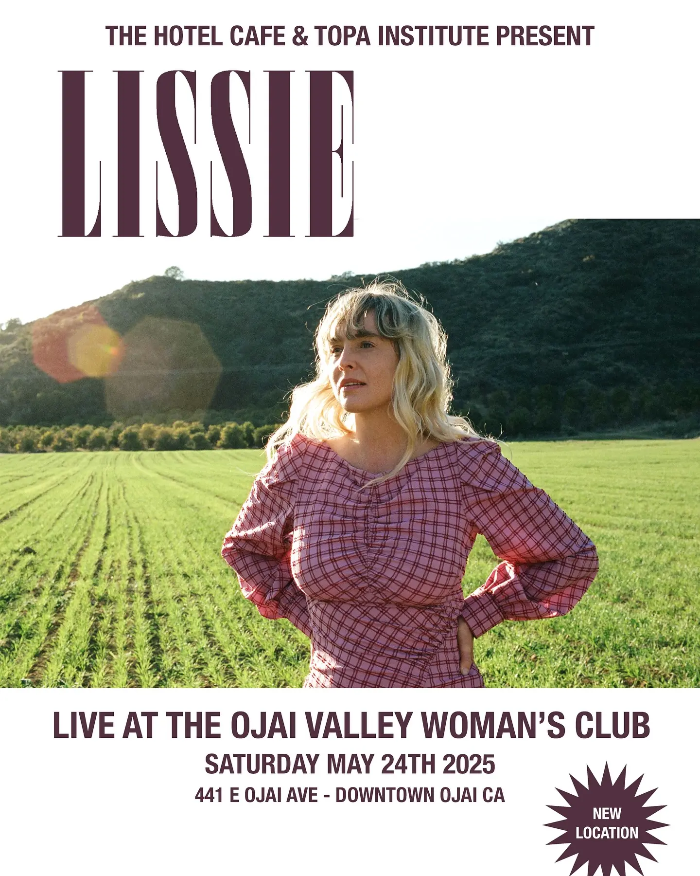 Lissie Set To Rock Ojai At New Venue Enjoy indie acoustic rhythms at the Valley Woman’s Club in a warm, intimate show. - Must!!