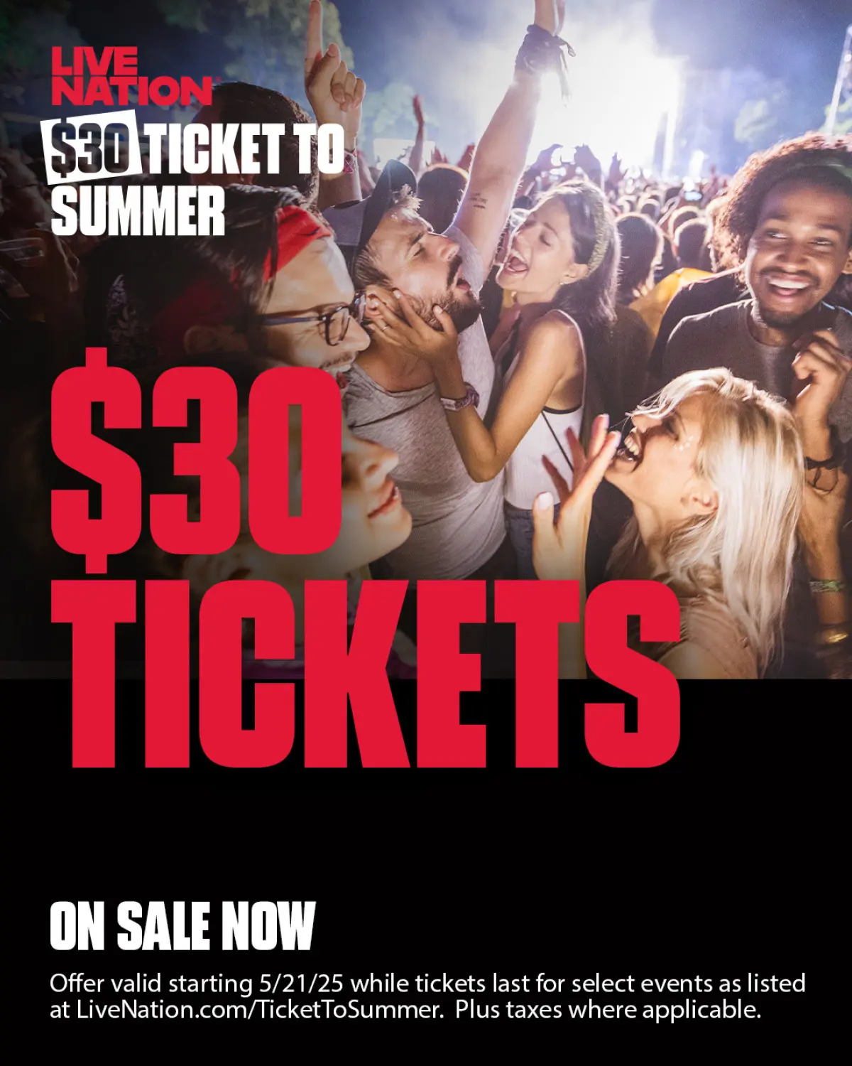 Live Nation Launches $30 Ticket to Summer Catch PNC Pavilion’s hottest concerts for just thirty bucks and rock out under the stars!