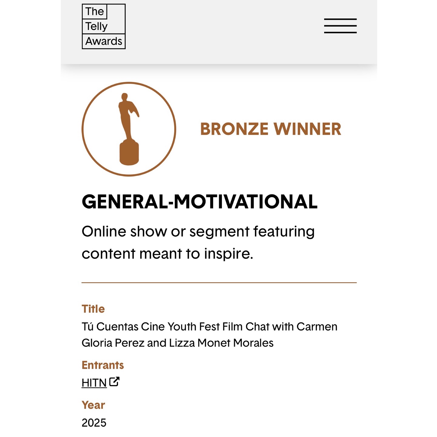 Lizza Scores Triple Telly Win for HITN’s Youth Fest Film Chat