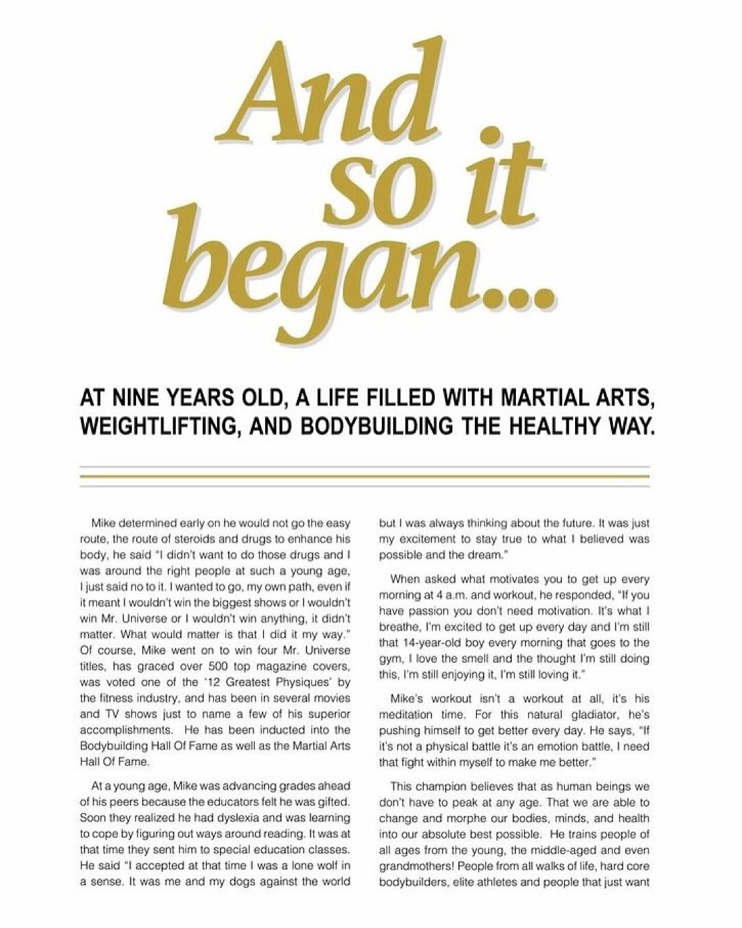 Mike O'Hearn Inspires Self-Improvement, Rejects Criticism
