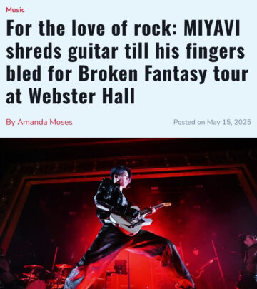 Japanese rockstar Miyavi debuts his bloody guitar performance as he ignites NYC stage live