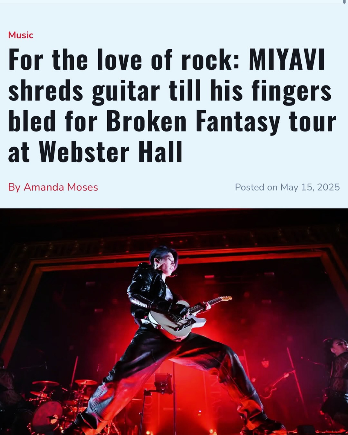 Miyavi Shreds At Webster Hall In NYC Japanese rockstar Miyavi debuts his bloody guitar performance as he ignites NYC stage live