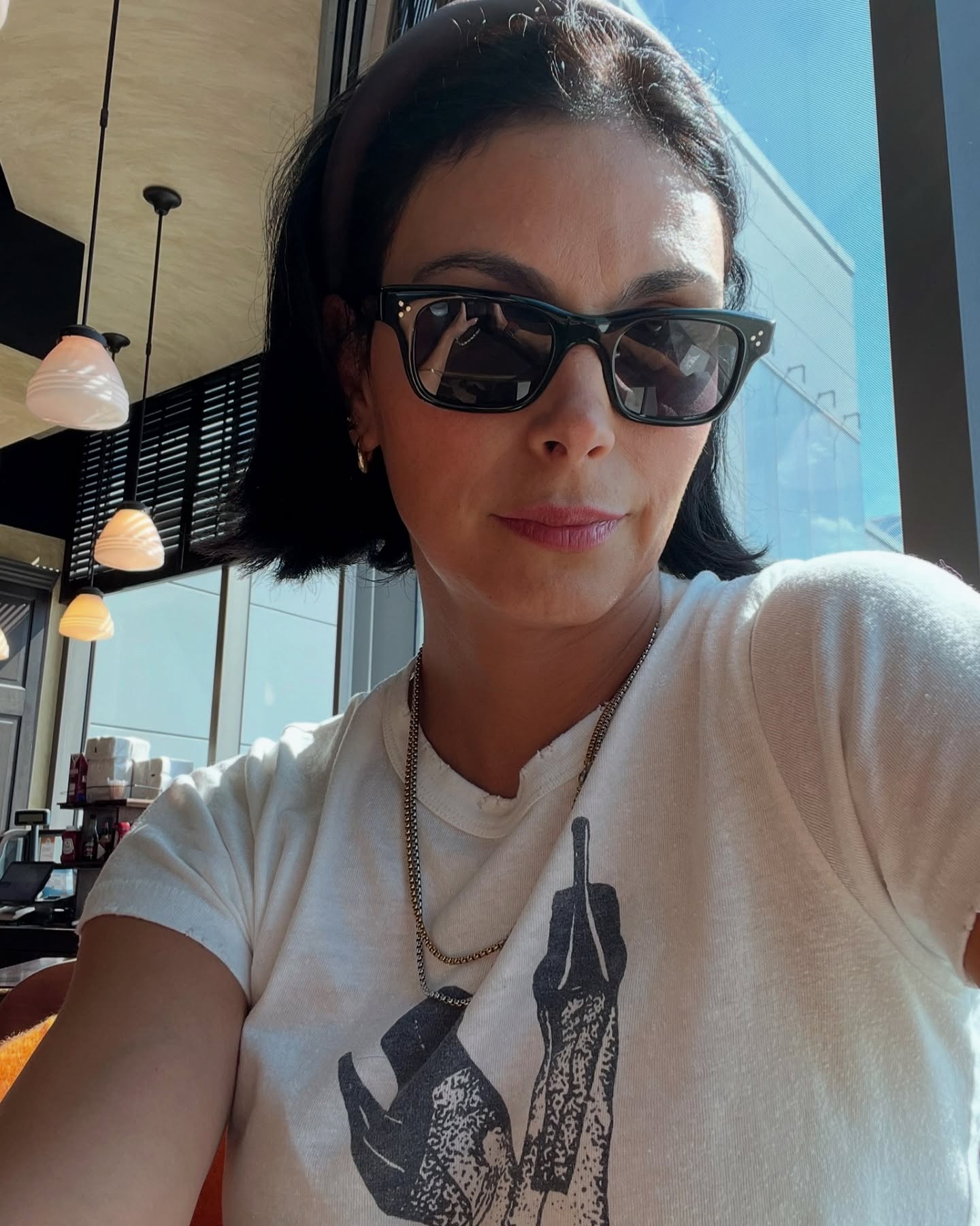 Morena Baccarin Rocks Sunglasses Indoors Actress Morena Baccarin rocks indoor sunglasses, bold challenging fashion norms tonight!!