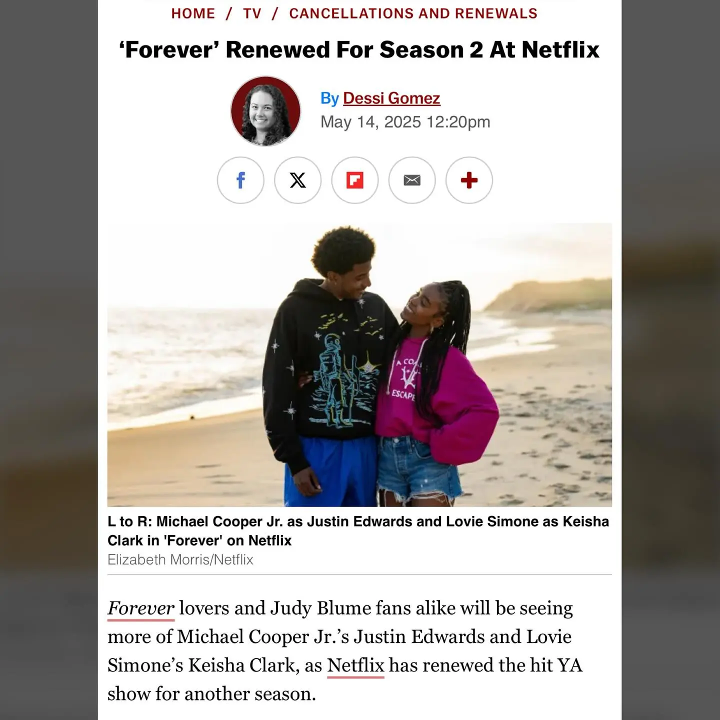 Netflix Greenlights Season 2 Of Forever On Netflix Cast, crew, and fans celebrate as creative genius Anthony Hemingway’s vision continues now.