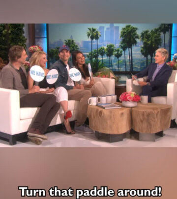 Ellen DeGeneres charms her audience with a playful invitation to share quirky couple tales.