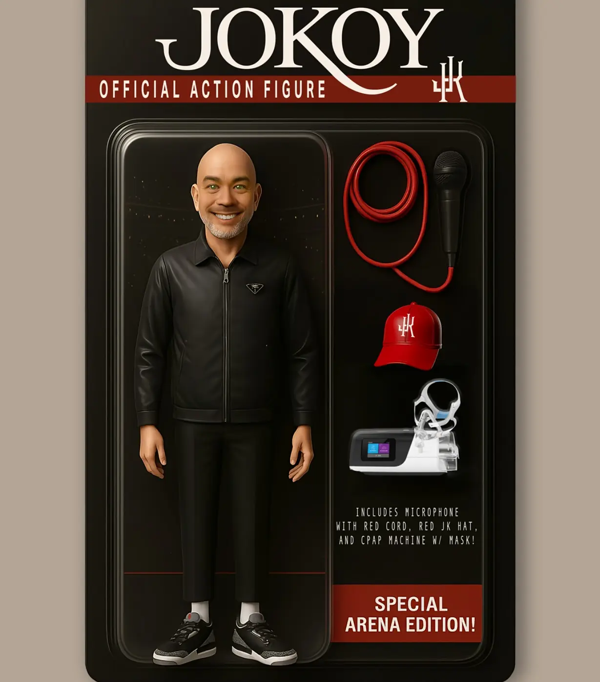New Jo Koy Action Figure Unveiled Limited edition action figure packs tour mic, hat, CPAP—celebrating Jo Koy’s iconic humor!