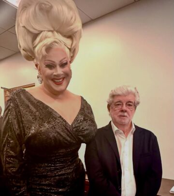 Drag icon Nina West marks Star Wars Day with wit, homage to Lucas and timeless pop culture.