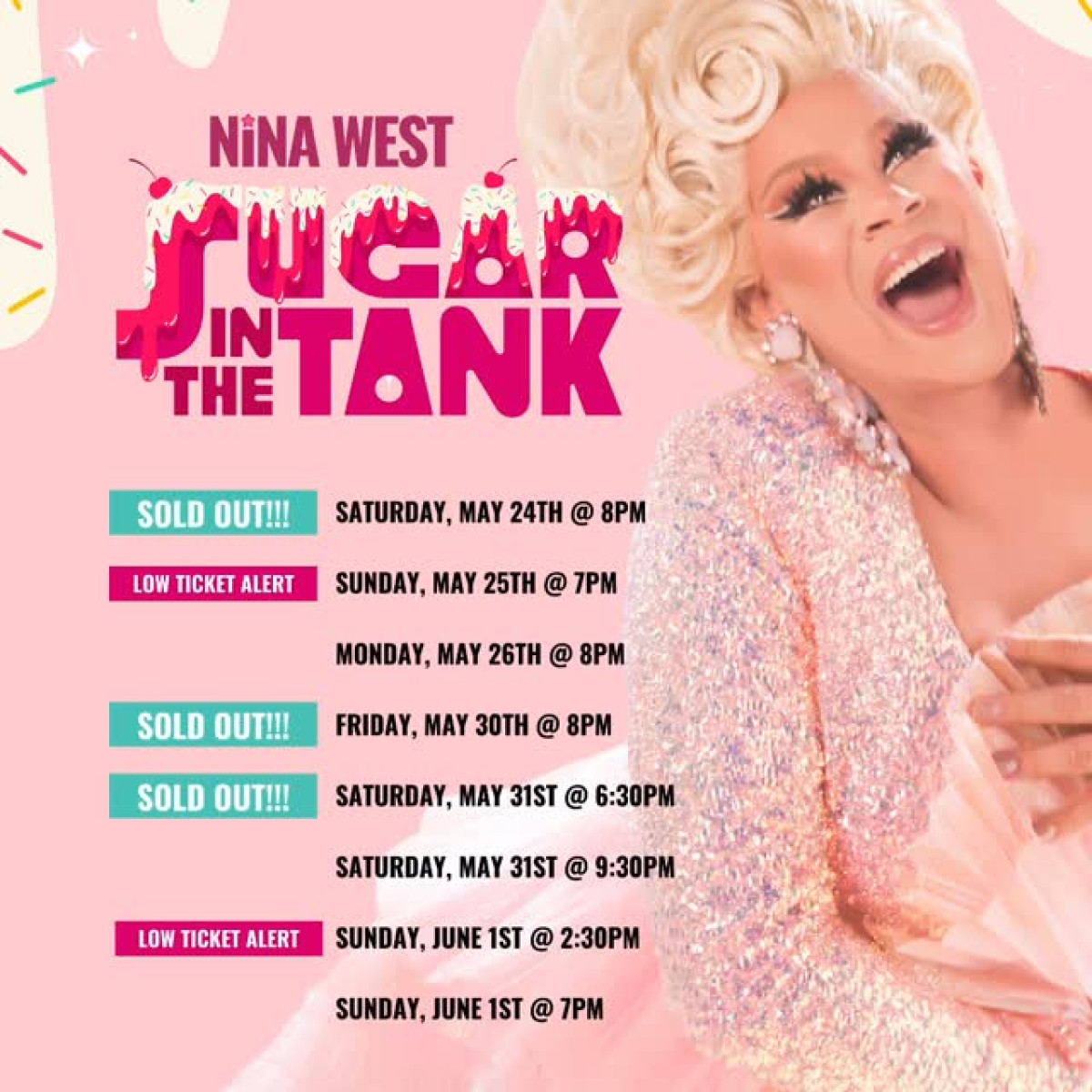 Nina West Unleashes Sugar In The Tank Summer Show Queer joy and dazzling theatrics light up the stage in a bold, sparkling summer romp!