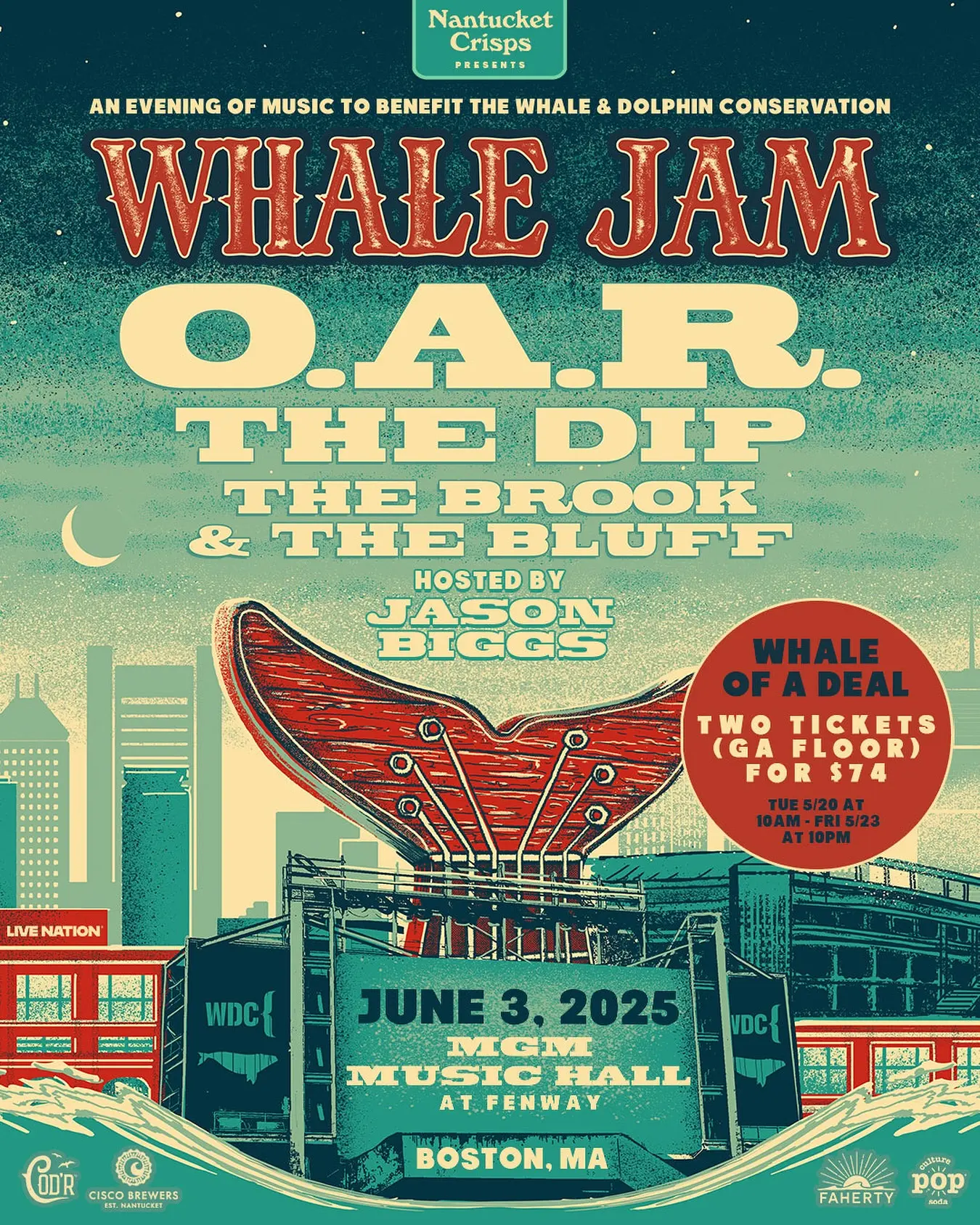 O.A.R. Heads Up Whale Jam Benefit at MGM Music Hall Tickets for June 3 show are live, as the band teams up with acts for ocean conservation!!