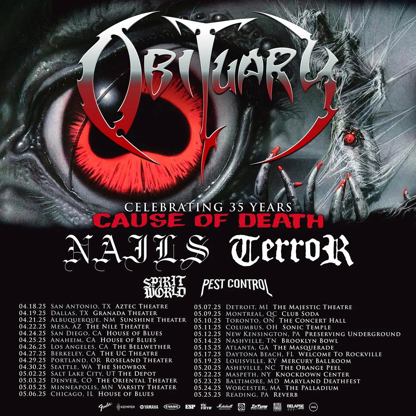 Obituary Rocks Asheville on 35th Cause of Death Tour