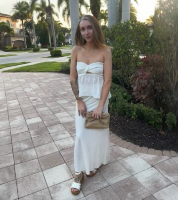 Penelope Lawson Stuns in White at Daring Dinner Out
