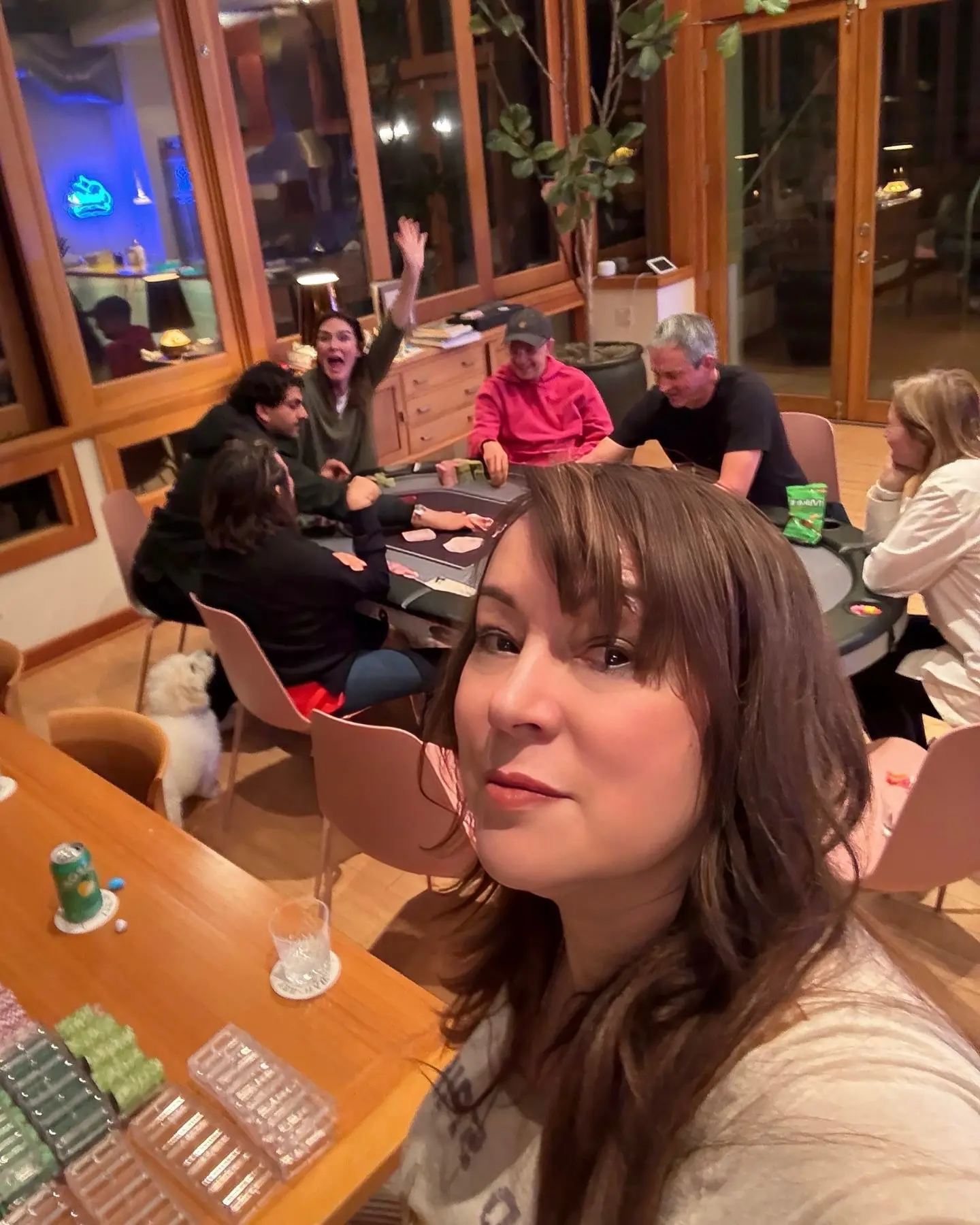 Poker Night Charm: Jennifer Tilly Shines at Amber’s Exclusive poker soirée at Amber's, aglow with charm, chips, hearts, and star style tonight!
