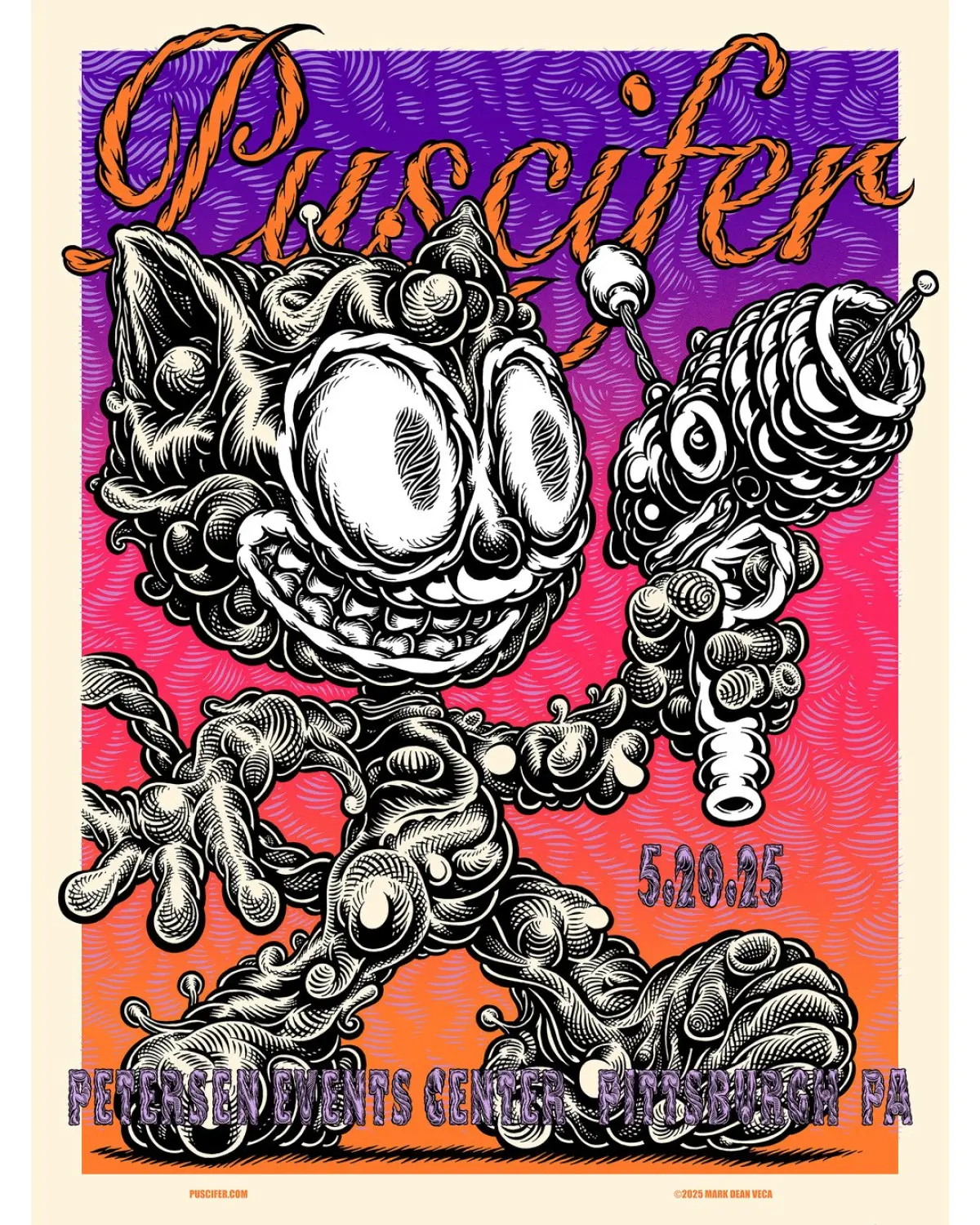 Puscifer Pittsburgh Poster by Mark Dean Veca Exclusive limited-edition art meets live music merch in tonight’s Pittsburgh Puscifer show.